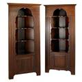 Stickley cherry valley contemporary pair of illuminated corner cupboards late 20th c walnut and walnut veneer branded stickleyfayettevillesyracuse 77 x 37 x 18