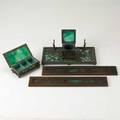 Tiffany studios riviere studios fourpiece assembled bronze and glass desk set pair of tiffany studios pine needle blotter ends riviere inkwellpen stand and stamp box all marked inkwell stand
