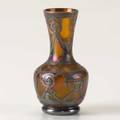 Loetz cabinet vase with swirling silver overlay unmarked 4 12 x 2 14 dia