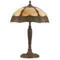 Royal art glass patinated metal and slag glass table lamp marked overall 24 x 16 dia