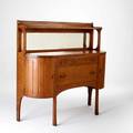 Grand rapids gallerytop sideboard early 20th c quartersawn oak beveled mirror and brass washed pulls 56 x 58 x 19