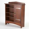 Arts  craftsman bookcase with shelves and single cabinet door late 20th c quartersawn oak and brasswashed hardware branded mark 45 x 38 x 12