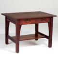 Gustav stickley twodrawer library table early 20th c quartersawn oak and hammered copper ring pulls red compass mark 30 x 42 x 30