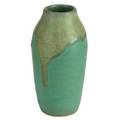 Joseph fortune mayer newcomb college ribbed cabinet vase in dripping frothy green glaze over matte green glaze impressed newcomb mark and artists cypher 6 14 x 3 14