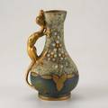 Amphora gresbijou vase with flowers and gilt dragon crown mark 10 12 x 6