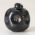 George ohr rare potato inkwell in mirrored gunmetal and brown glaze stamped signature 2 34 x 3 x 3 14