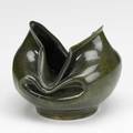George ohr folded vessel in speckled green glaze stamped signature 4 14 x 5 14 x 4 12