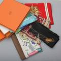 Hermes paris and gucci silk scarves five scarves 3 hermes paris quai aux fleurs 34 square ludovicus magnus 34 square fleurs de lotus 35 square in original boxes 2 gucci one wit