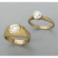 Two diamond 14k gold rings mid 20th c transitional cut diamond approx 1 cts in gypsy setting size 6 12 oec diamond approx 80 ct in fourprong solitaire setting size 7 65 dwt 101 gs