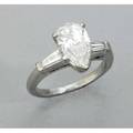 Pear shaped diamond platinum engagement ring ca 1960 fine pear shaped diamond 165 cts by formula baguette cut diamond shoulders size 5