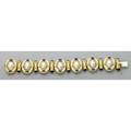 Wander inc mabe pearl sapphire and gold link bracelet ca 1990 bright and matte 18k oval links with conforming mabe pearls and sapphire cabochons alternate with cylindrical links with sapphire te