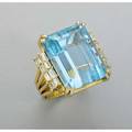 Brazilian aquamarine diamond 18k ring retailed by h stern apparently unmarked rectangular stepcut aquamarine 248 cts by formula and baguette cut diamond double row shoulders approx 12 cts