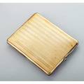 Gold cigarette case ca 1930 14k yg both faces engine turned and pinstriped sapphire thumb push inscribed on interior the noble acts which he did and his greatness they are not written for the