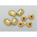 Tiffany  co gold double cuff links 18781940 22 cts chased circular links with cushionshaped faceted rubies approx 17 cts tw possibly burma origin 18781905 18k cushionsshaped links po