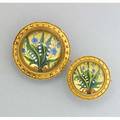 Reverse tinted rock crystal intaglio and gold floral brooch pair nosegays of lilyofthevalley and forgetmenots represent remembrance of love and purity bloomed 14k frames with granulation and wi