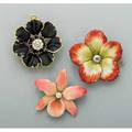 American enameled gold and diamond flower brooches ca 1910 14k yg realistically rendered in high relief black poppy with diamond cluster by hedges unidentified orchid and apple blossom 256 dwt