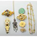 Victorian jewelry collection french 18k and steel chatelaine clip french 18k and diamond brooch french 18k link necklace in the roman style rococo gemset gold brooch 19k jade brooch sloan 14k l
