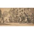 English engraving burning rumus at temple bar undated framed 19 x 10 12 sight