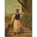 T zullo italian 19th c oil on board of a street merchant signed 18 x 12 12