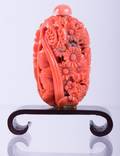 19th C Chinese Carved Coral Snuff Bottle