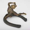 Georges recipon french 18601920 gilded bronze of a woman on a horseshoe hammering a nail susse fres foundry mark 5 34 x 7 x 8