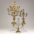Bronze candelabra three pair 19th20th c fivearm floriform electrified boudoir and threearm aesthetic movement tallest 21 12