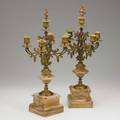 Pair of bronze and marble candelabra fivearm probably french 19th20th c 22