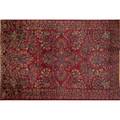 Two sarouk persian area rugs both red ground and all over foliate design 20th c larger 61 x 41