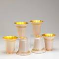 Luster art glass shades six in ivory with gold band and interior 20th c 5 12