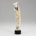 Chinese ivory figure carved elder with lotus bloom on wood stand 20th c 14