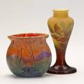 Galle legras galle vase together with a legras pillow vase 20th c both marked taller 6 14