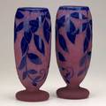 Degue pair of cameo glass vases 20th c signed 11