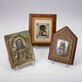 19th c russian icons three depicting christ two in silver frames largest 8 x 6 12