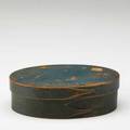 Shaker box oval with painted finish and copper nails 19th c 6 14 x 4 x 2