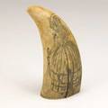 19th c scrimshaw carved with a woman in victorian dress and the name susan 5 12 x 2 12 x 1 34