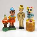 Carnival prize figurines four 20th c donald duck pinocchio doc and charlie mccarthy tallest 12 14