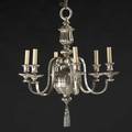 Silver on brass chandelier 6arm with tassel pendant 20th c 24 x 27 dia