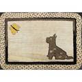 20th c american hooked rug dog and butterfly on gray ground with archival mount for hanging 20th c 21 x 30