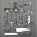 American ornate sterling flatware ca 1900 77 shiebler american beauty six piece service for twelve with 6 serving pieces missing one spoon gorham versailles gravy ladle 7 12 alvin 