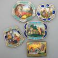 Five italian scenic enameled silver compacts 20th century italian 800 silver gilt cushion form depicts a god and goddess with chariot ascending to heaven one depicts diana and maidens a noblewoman