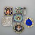 Continental compacts and lipstick cases most silver 20th century enameled 800 silver italy depicts noble woman enameled silver and metal depicts glazed portrait miniature italian 800 portrait en