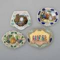 Four continental enameled silver dance motif compacts 20th century hand painted with scroll and foliate chased ornaments faux malachite lapis and turquoise enamel 1415 ot gw largest 4