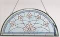 Demilune Stained Glass Window w Floral Motif