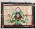 Stained Glass Window Hanger w Floral Motif