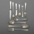 Erickson silver flatware service gardner ma mid 20th century partial service for eight in reverse tipped pattern 8 forks 7 58 8 salad forks 7 14 14 teaspoons 6 38 6 solid but