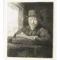 Rembrandt van rijn dutch 16061669 self portrait drawing at the window 1648 etching framed fourth state signed and dated in the plate 6 14 x 5 18 plate literature bartschhollstein