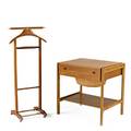 Moderngentlemans valet and sewing table italy sweden 1950smaple teak wicker and brassvalet 41 12 x 18 x 13