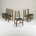 Style of bernhard pankokset of six oak dining chairs european ca 1900sunmarkedeach 35 x 18 x 20