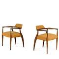 Danishpair of armchairs 1960swalnut upholstery and nickeled metalunmarkedeach 29 x 24 x 22