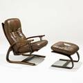 Ingmar rellingwestnofareclining lounge chair and ottoman norway 1970sstained beech and leatherunmarkedchair 37 x 28 x 36